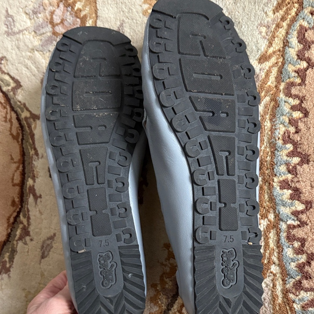 Coach Light Gray Leather Moccasin Driving Loafers - Picture 2 of 4